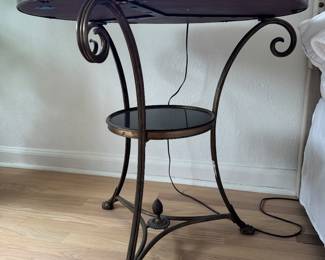 Pair of Late 19th Century French Brass & Black Marble Gueridon Side Tables. Each Measures 27" D x 28" H. Photo 1 of 4.