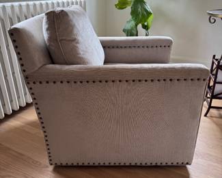 Walter E. Smithe Swivel Club Chair With Nailhead Trim. Measures 28" x 34". Photo 2 of 4.