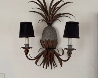Pair of Italian Pineapple Wall Sconces Circa 1950s. Each Measures 23" H.