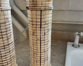 Pair of Mid-Century Bone Table Lamps. Each Measures 18" H. Photo 2 of 3.