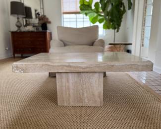 Vintage Italian Mid-Century Travertine Coffee Table. Measures 24" W x 40" x 17" H. Photo 2 of 4.