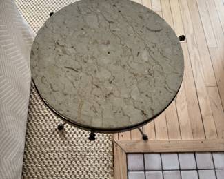 Mid-Century Brass & Marble Side Table. Only One. Measures 17" D x 20" H. Photo 2 of 4.