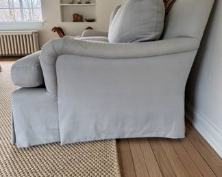 Custom English Tea Time Style Three Seat Cushion. Measures 88" W x 42" D. We Have Club Chairs Upholstered in Coordinating Fabric (See Previous Photos). Photo 2 of 3.