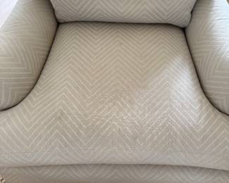 Pair of Loose Back Club Chairs Upholstered Neutral Chevron Print Fabric. Fabric Coordinates With Sofa In Next Photo. Each Chair Measures 33" W x 40" D. Photo 3 of 5.