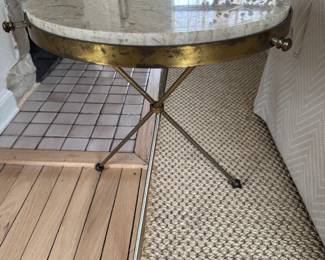 Mid-Century Brass & Marble Side Table. Only One. Measures 17" D x 20" H. Photo 3 of 4.