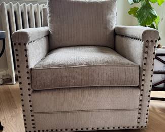 Walter E. Smithe Swivel Club Chair With Nailhead Trim. Measures 28" x 34". Photo 1 of 4.