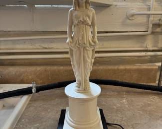 Pair of White Caryatid Table Lamps - No Shade. Measures 24" H As Shown. Photo 2 of 2.