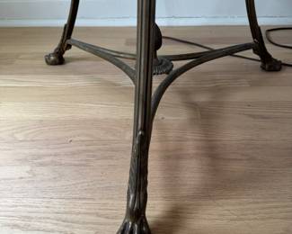 Pair of Late 19th Century French Brass & Black Marble Gueridon Side Tables. Each Measures 27" D x 28" H. Photo 4 of 4.
