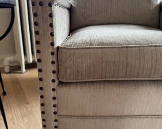 Walter E. Smithe Swivel Club Chair With Nailhead Trim. Measures 28" x 34". Photo 3 of 4.