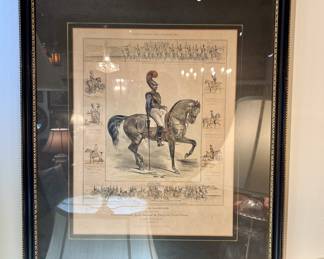 Set a 4 antique military/equestrian prints