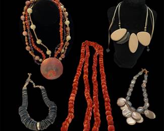 Stone, metal & velvet necklaces 
