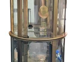 Lighted Half Round Mirrored Curio Cabinet