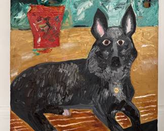 "Man's Best Friend," Mixed Media. Measures 36" x 48."
