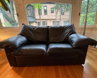 Vintage Giovanni Erba & Co Leather Two-Seat Sofa. Measures 70" W x 40" D. Photo 1 of 4.