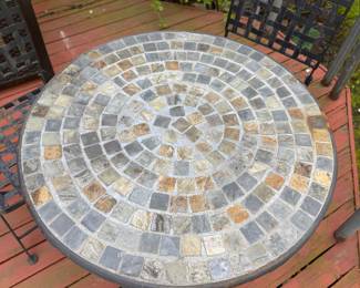 Mosaic Dining Table & Two Metal Cafe Chairs. Chairs Do Need New Paint. Photo 2 of 3.