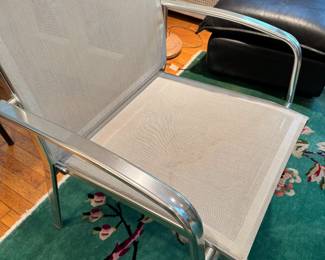 Set of 4 DWR All-Weather Aluminum Mesh Seat Arm Chairs. Photo 2 of 2.