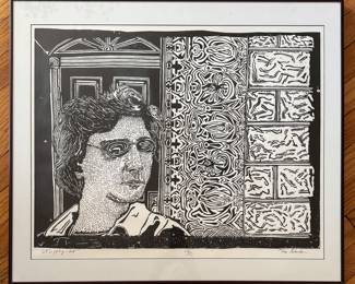 "Stepping Out," Linocut #23/25. Signed by Artist Tom Schneider. Measures Approximately 28" x 24" Overall. Photo 1 of 4.
