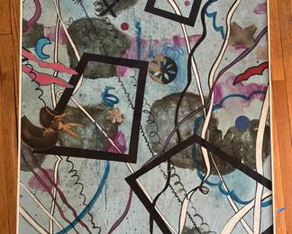 Untitled Acrylic on Canvas. Signed by Artist Freya Hansell. Measures 42" x 52" Overall.