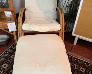 Vintage Bentwood Bamboo Lounge Chair & Ottoman Set. Photo 2 of 2.