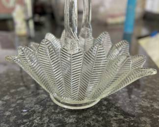 Vintage L.E. Smith Herringbone Feather Shaped Basket. Photo 1 of 2.