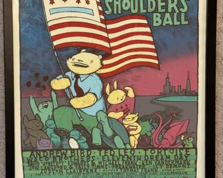 "The Big Shoulders Ball," Original Poster (Big Shoulders is Nickname for Chicago from Carl Sandburg's Poem Chicago). Measures 19" x 25" Overall. Signed By Artist. Photo 1 of 2.