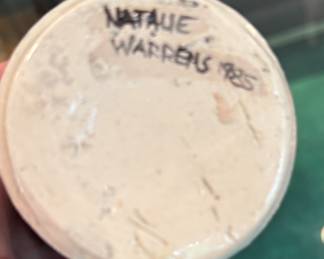 Natalie Warrens Signed Glazed Ceramic Studio Pottery Vase. Photo 3 of 3.