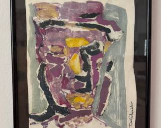 Abstract Portrait. Measures 9" x 10" Not Including Frame. Signed by Artist Tom Schneider.