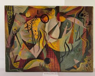 Modern Art In The Style of Kandinsky. Oil On Canvas. Measures 28" x 22."