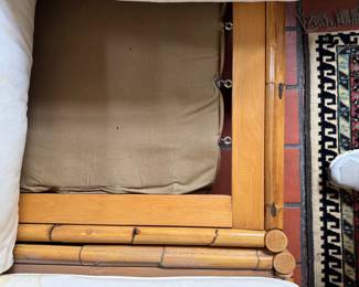 Vintage Three-Piece Modular Bamboo, Cane & Rattan Sofa. Missing One Cushion. Measures 94" x 33" D. Photo 6 of 6.