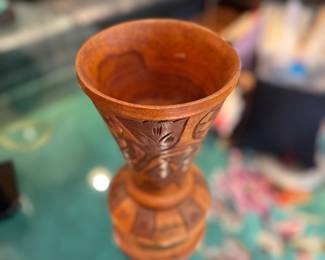 Carved Wood Vase. Photo 2 of 2.