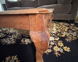Rustic Wood Coffee Table with Cabriole Legs. Photo 3 of 3.