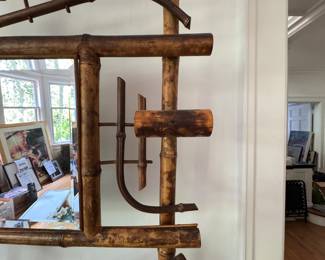 Burnt Bamboo Hat & Umbrella Hall Tree with Mirror. Measures 25" W x 7" D x 81" H. Photo 2 of 2.