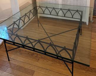 Wrought Iron & Glass Coffee Table. Measures 42" x 42" x 19" H. Photo 1 of 2.
