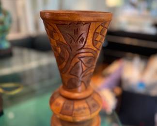 Carved Wood Vase. Photo 1 of 2.