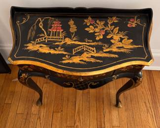 Chinoiserie Queen-Anne Style Side Table / Console. Measures 28" W x 15" D x 29" H. Photo 2 of 3.