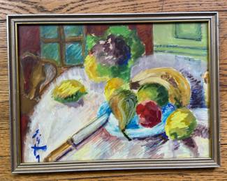 "Still Life with Fruit." Measures 17" x 12" Overall. Photo 1 of 2.