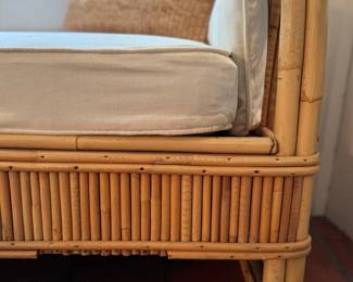Vintage Bamboo Three-Seat Sofa with Pencil Reed Trim. Measures 80" W x 32" D. Photo 2 of 2.