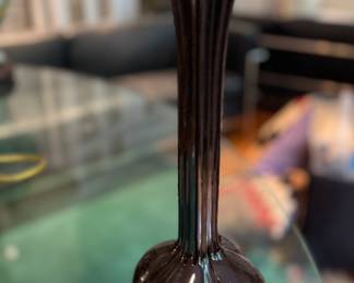 Black Glazed Ceramic Bud Vase.
