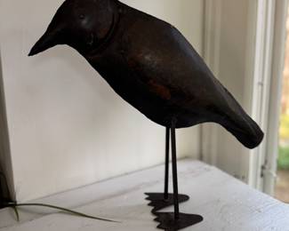 Metal Crow Statue.