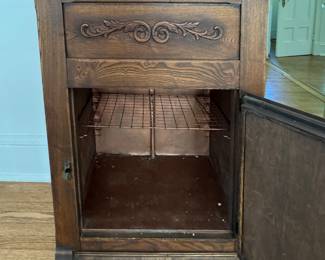 Vintage Oak Ice Chest with Copper Lining. Photo 2 of 4.