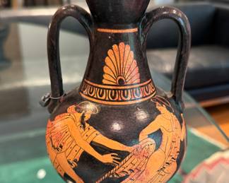 Handmade Rhodes Greek Pottery Urn. Photo 2 of 2.