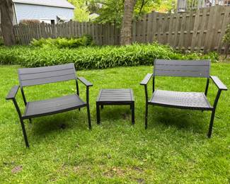 Set of 5 DWN Black Iron Stacking Arm Chairs & Side Tables (2 Available). Photo 3 of 3.
