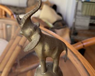 Small Brass Circus Elephant on Ball.