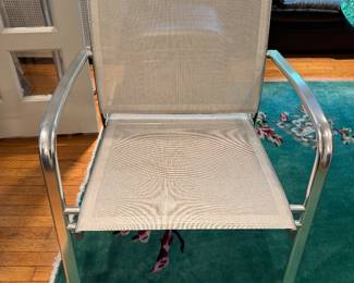 Set of 4 DWR All-Weather Aluminum Mesh Seat Arm Chairs. Photo 1 of 2.