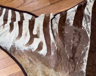 Zebra Hide Rug. Measures Approximately 8' x 6'. Photo 3 of 4.