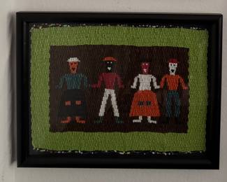 Framed Beaded Folk Art.