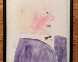 Watercolor Donald Trump Look-A-Like Portrait. Signed By Artist Lee Godie. Measures 22" x 26" Overall.