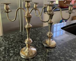 Pair of Silver Plate Three Arm Candelabras.