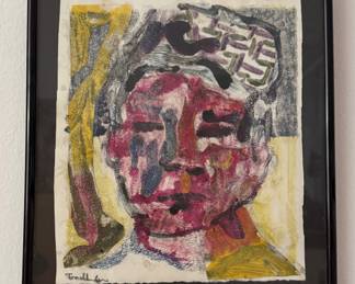 Abstract Portrait. Measures 9" x 10" Not Including Frame. Signed by Artist Tom Schneider.