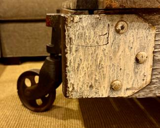 Jayson Home Sourced Industrial Salvage Railroad Cart Turned Coffee Table. Measures 60" W x 27" W x 14" H. Photo 4 of 5.